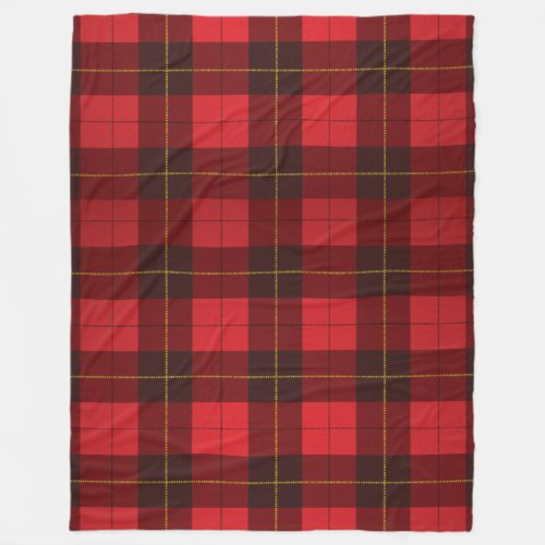 Plaid Clan Wallace Scottish Tartan Red Black Check Fleece Blanket