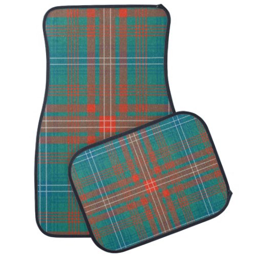 Plaid Clan Wilson Orange Turquoise Check Tartan Car Floor Mat