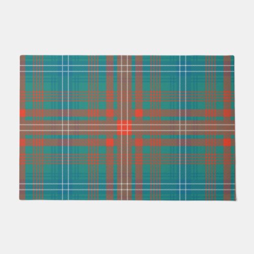 Plaid Clan Wilson Orange Turquoise Check Tartan Doormat