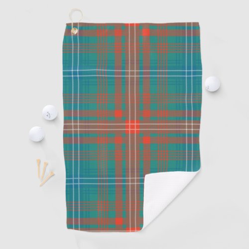 Plaid Clan Wilson Orange Turquoise Check Tartan Golf Towel