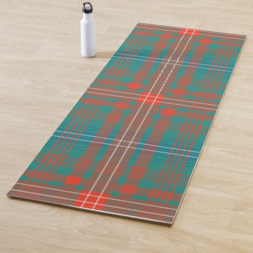 Plaid Clan Wilson Orange Turquoise Check Tartan Yoga Mat