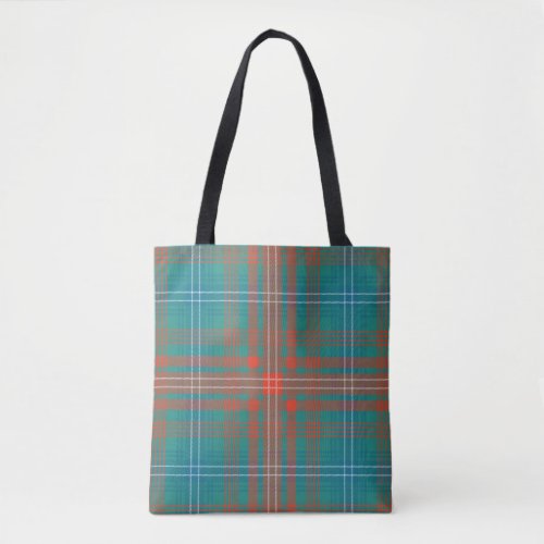 Plaid Clan Wilson Tartan Turquoise Orange Check Tote Bag