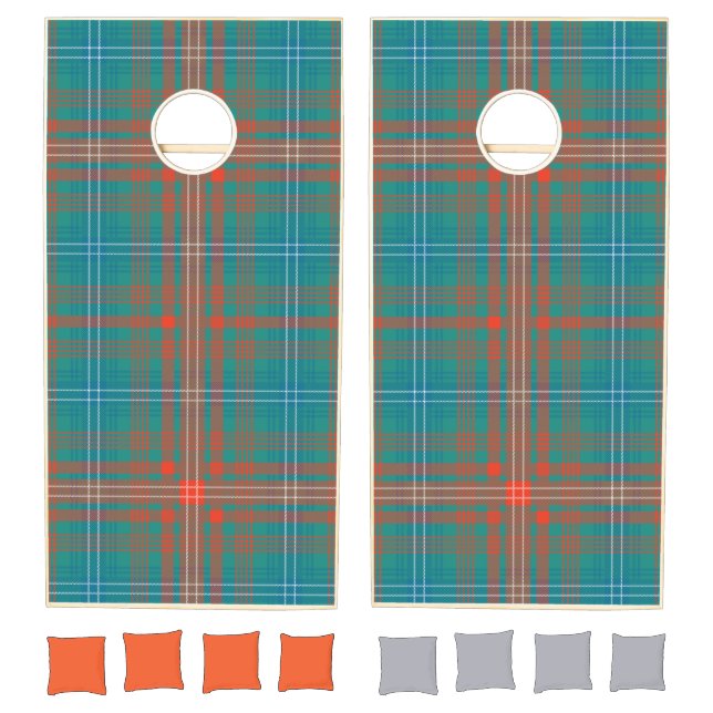 Plaid Clan Wilson Turquoise Orange Check Tartan Cornhole Set (Set)