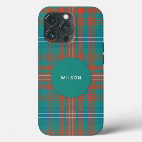 Plaid Clan Wilson Turquoise Rustic Tartan iPhone 13 Pro Case