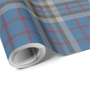 Plaid Classic Clan Thompson Blue Grey Tartan Wrapping Paper