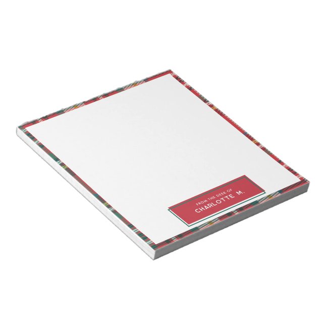 Plaid Classic Colorful Personalized  Name Notepad (Angled)
