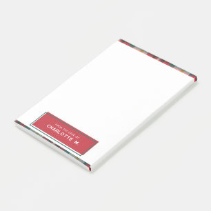 Plaid Classic Colorful Personalized School Post-it Notes