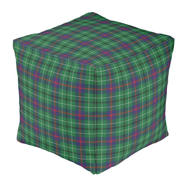 Plaid Classic Green Check Duncan Tartan Pouf (Angled Front)