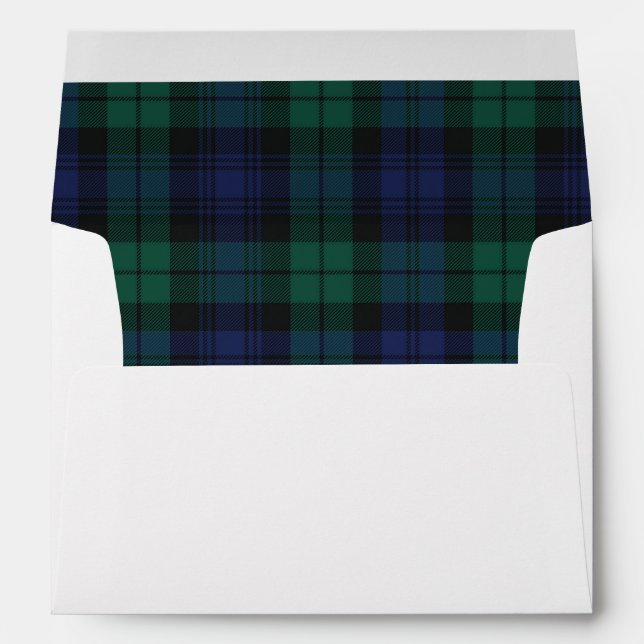 Plaid Classic Green Rustic Tartan Envelope (Back (Bottom))