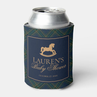 Plaid Classic Rocking Horse Baby Shower Favor Can Cooler
