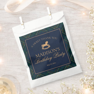 Plaid Classic Rocking Horse Birthday Dessert Favor Bag