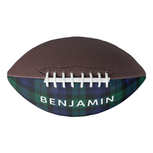 Plaid Classic Rustic Green Tartan Custom Football (Front)