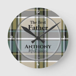 Plaid Clock with words "The best Father" and name