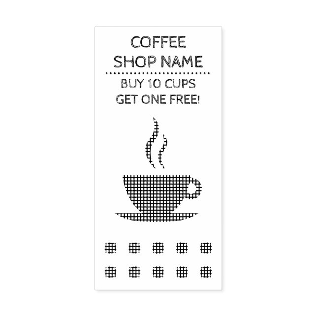 plaid coffee business card stamp (Imprint)