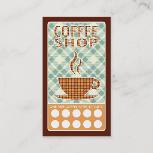 plaid coffee shop punch card