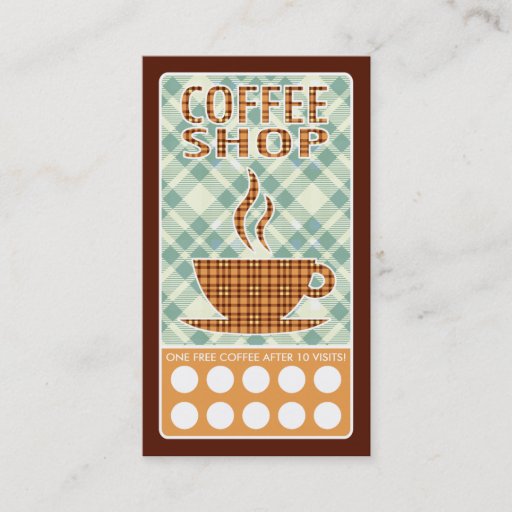Customizable plaid coffee shop business cards