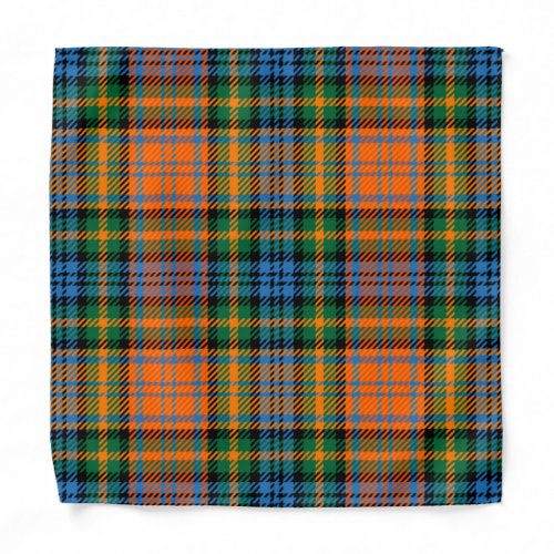 Plaid Colorful Orange and Blue Rustic Tartan Bandana