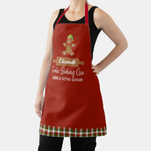  Plaid Cookie Baking Crew Red Christmas Apron
