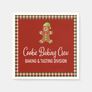 Plaid Cookie Baking Crew Red Christmas Holiday Napkins