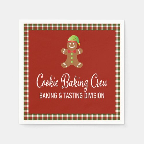  Plaid Cookie Baking Crew Red Christmas Holiday Napkins