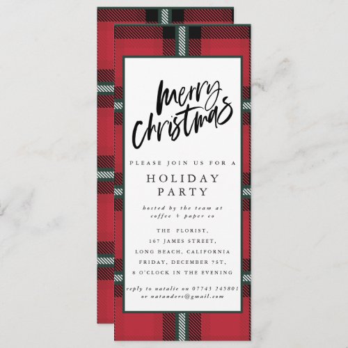 plaid corporate Christmas holiday party Invitation
