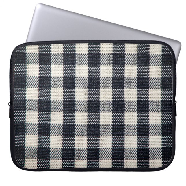 Plaid cotton fabric texture background. laptop sleeve (Front)