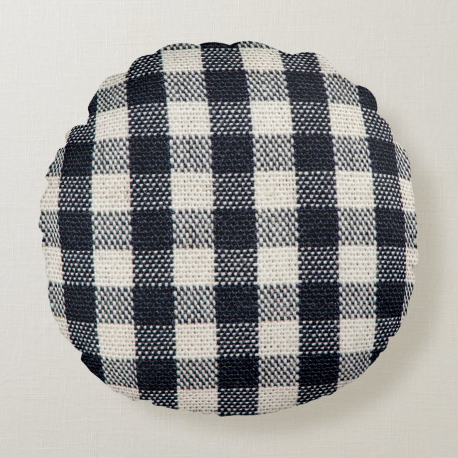 Plaid cotton fabric texture background. round pillow (Front)