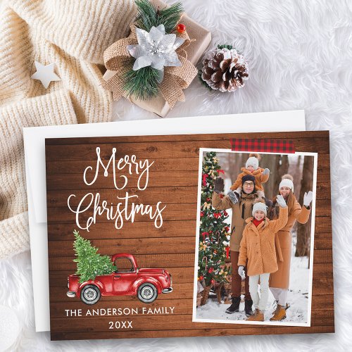 Plaid Craft Tape Calligraphy Christmas Truck Wood Holiday Card