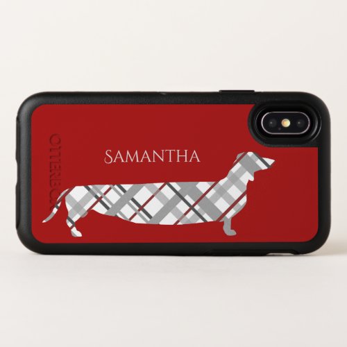 Plaid Dachshund on Red OtterBox Symmetry iPhone X Case
