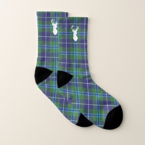 Plaid Deer Antlers Clan Douglas Tartan Socks