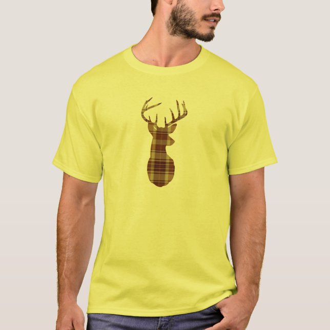 Plaid Deer Head Silhouette T-shirt (Front)