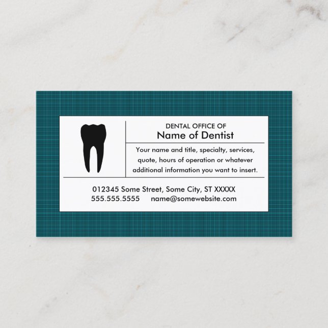 plaid dental office business card (Front)