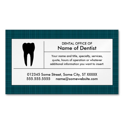 Plaid Dental Office Magnetic Business Card Magnet