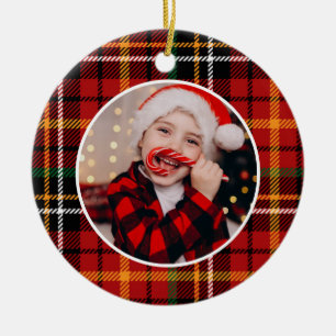 Plaid Design Christmas Plaid Photo Ceramic Ornament