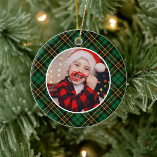 Plaid Design Christmas Plaid Photo Ceramic Ornament