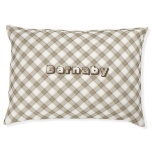 Plaid Dog Bed Personalize Golden White at Zazzle