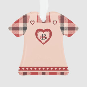 Plaid Dress Heart Pinafore Figurine Personalized Ornament