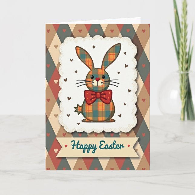 Plaid Easter Animal Card (Front)