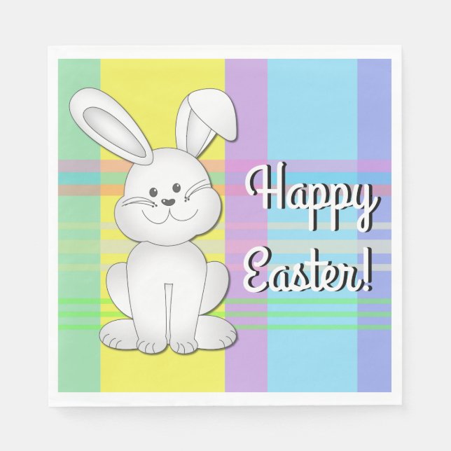 Plaid Easter Bunny Paper Napkins (Front)