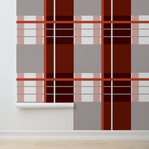 Plaid effect striking reds pink grey and white  wallpaper 