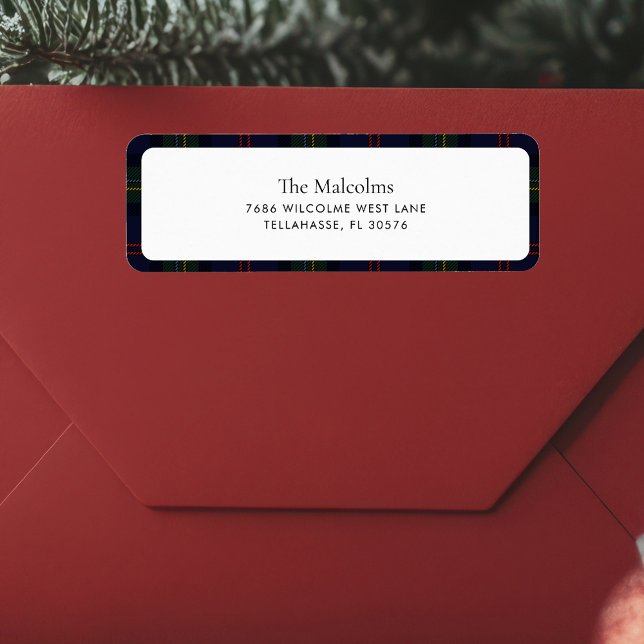 Plaid Elegant Rustic Classic Tartan Return Address Label (Rustic Plaid Malcolm Tartan Return Address Label)