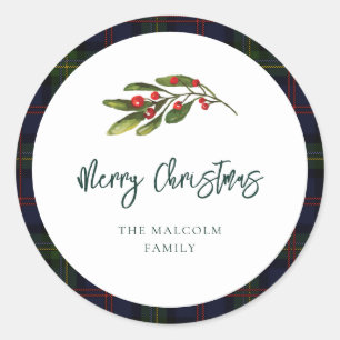 Plaid Elegant Rustic Classic Tartan Round Sticker