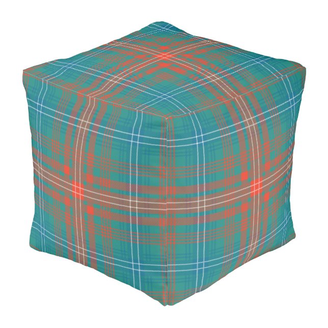 Plaid Elegant Rustic Wilson Tartan Pouf (Angled Front)