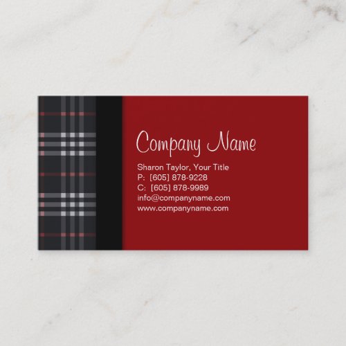 Plaid Fabric Business Card Black