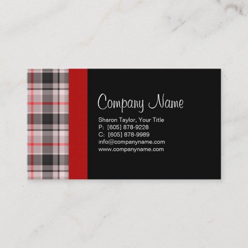 Plaid Fabric Business Card Gray