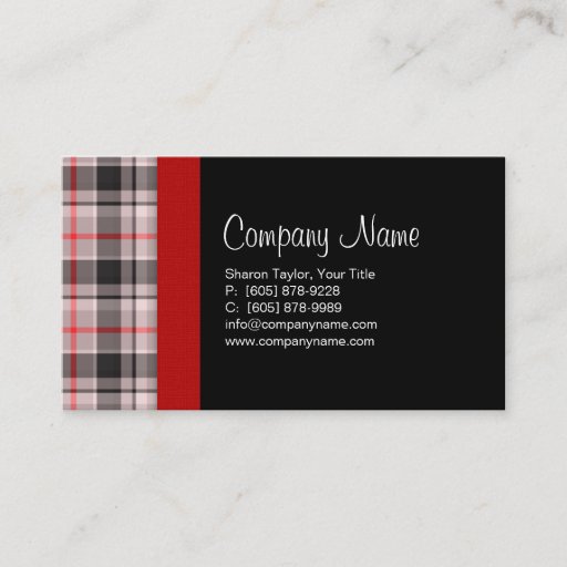 Customizable Plaid Fabric Business Card Gray