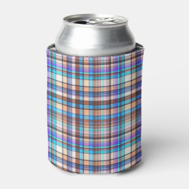 Plaid Fabric Checkered Print Pattern-57688 Can Cooler (Can Front)