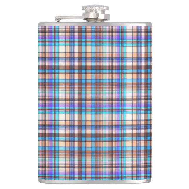 Plaid Fabric Checkered Print Pattern-57688 Flask (Front)