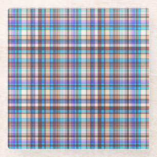 Plaid Fabric Checkered Print Pattern-57688 Glass Coaster