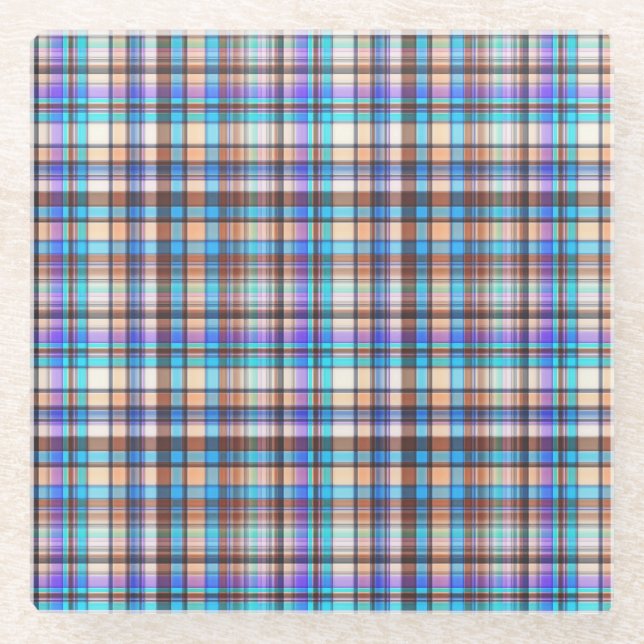 Plaid Fabric Checkered Print Pattern-57688 Glass Coaster (Front)